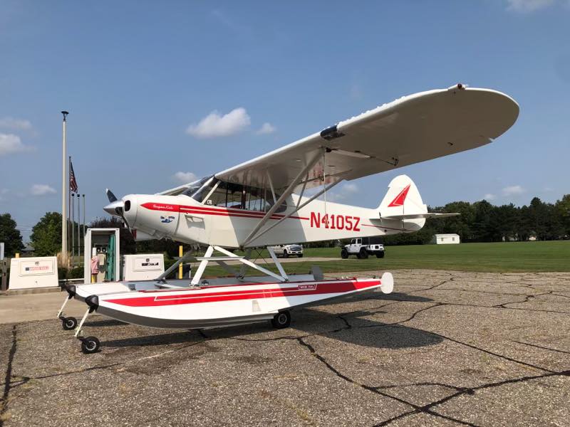 A private plane on floats stops in for fuel at Elite Air Service